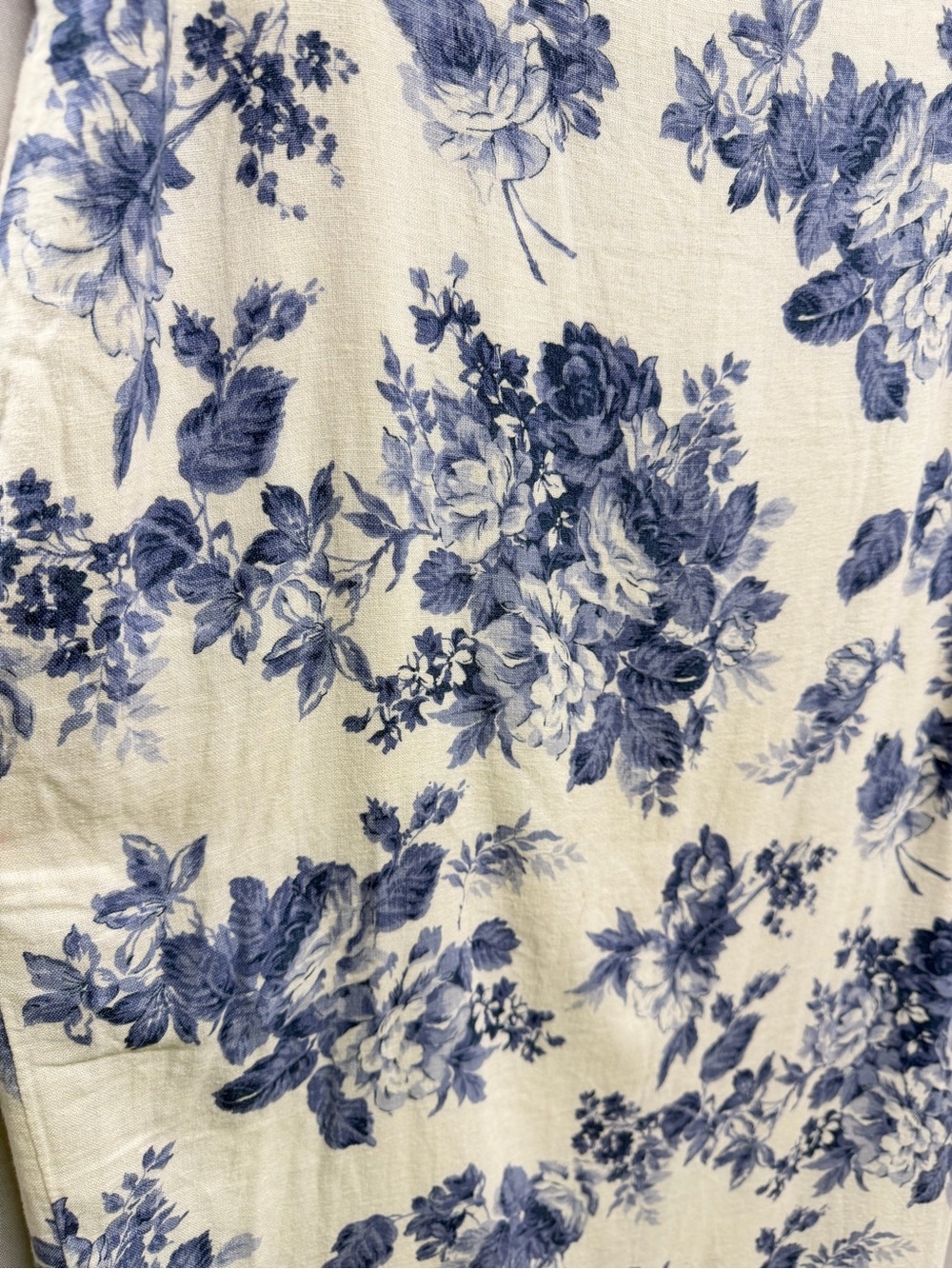 Abercrombie Blue Floral Linen Midi Skirt Elegant White and Blue Pattern Large - Picture 6 of 9
